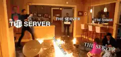 The Server meme with fire