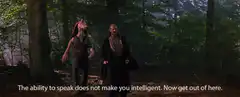 Qui-Gon Jinn tells Jar Jar Binks to get out