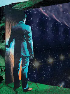 Man opens door to space