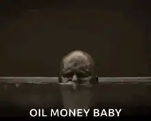 Oil Money Baby rising from water