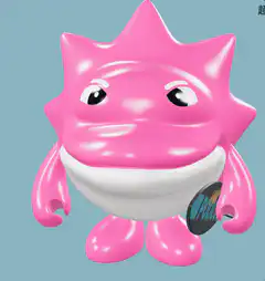 Pink spiky Pokemon holding surfboard