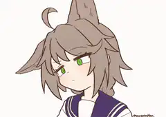 Anime girl with animal ears looks confused