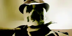 Man in hat with face melting
