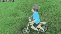 Boy rides bike into tree