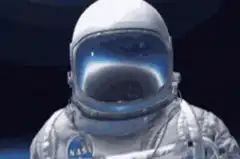 Astronaut dancing with text