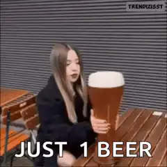 Girl drinks giant beer