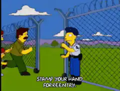 Simpsons stamp hand for reentry