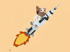 cat astronaut riding rocket
