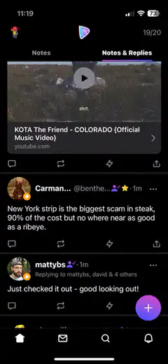 Scrolling through Notes app replies