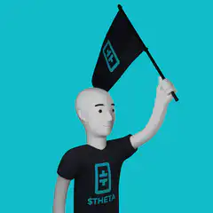 3D man waving Theta flag
