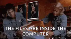The files are inside the computer