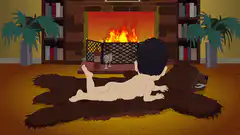 Naked man on bear rug says sorry