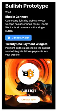 Bullish Prototype Bitcoin Donation Widget