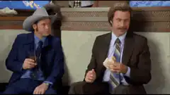 Ron Burgundy and Andy Kaufman eating