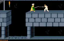 pixel art sword fight on castle wall