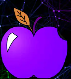 Purple Apple with Worm Saying Hello