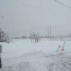 snowy field with shovels