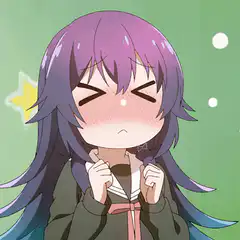 blushing anime girl with closed eyes