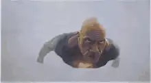 Dwayne Johnson rising from snow
