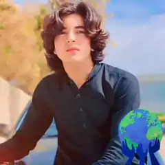 Young man with globe hands