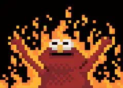Elmo on fire pixel art