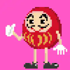 pixel art daruma doll waving