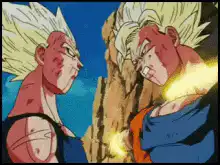 Vegeta and Goku face off in Super Saiyan form