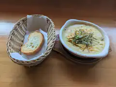 creamy soup with bread