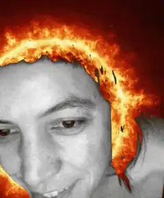 Man with head on fire