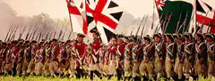 British Redcoats Marching with Flags