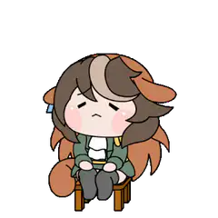 Chibi character sitting on a stool
