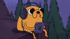 Jake listening to music with headphones