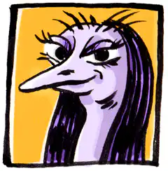Ostrich girl eyes glow red