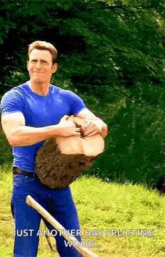 Chris Evans splits wood