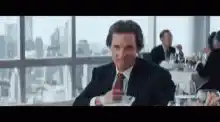 Gordon Gekko eating soup