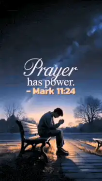 Man praying on a bench at night