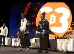 Two wizards dancing on stage
