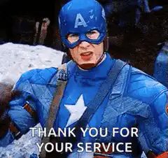 Captain America saluting thank you for your service