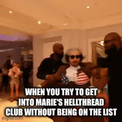 Bouncer checking list at Marie's Hellthread Club