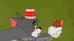 Tom gets hit by a chick on Easter