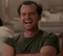 Jack Nicholson laughing and touching his head