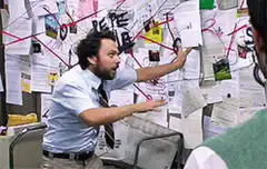 Charlie Day pointing at conspiracy board