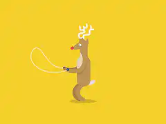 cartoon reindeer jumping rope