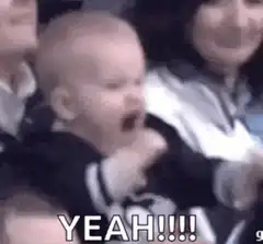 Baby cheering yeah