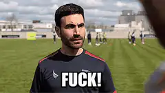 Man on soccer field says fuck