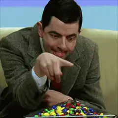 Mr. Bean eats candy and says GM