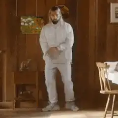 Beard Man in White Sweatsuit Dancing