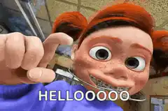 Braces girl pointing hello