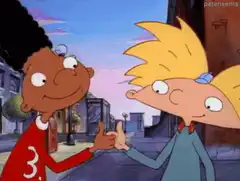 Arnold and Gerald fist bump
