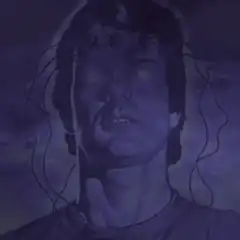 Man with glowing eyes and third eye
